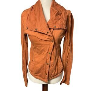 Anthropologie Saturday Sunday TAVI Rusty Orange Asymmetric Cotton Moto Jacket XS